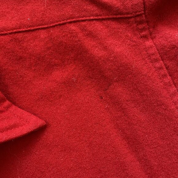 Vintage Pendleton Red Wool Trail Shirt Large Leather Elbow Patch 60s 70s - Picture 5 of 8